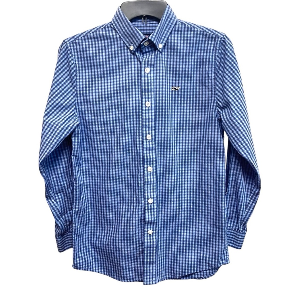 Vineyard Vines Boys Blue Casual Button Down Shirt Sz M  100% Cotton